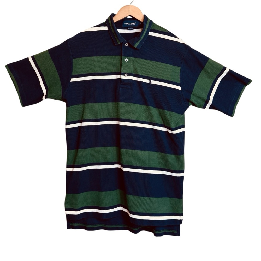 Polo Golf Ralph Lauren Green Blue Cotton Knit Short Sleeve Polo Shirt sz L